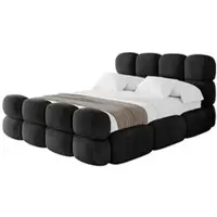 ALTDECOR Polsterbett mit Bettkasten - NOMA-Z - 140x200 - Schwarz - Bett mit Matratze H3/H4, Kopfteil und Fußteil, Boxbett, Doppelbett mit Stauraum