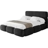 ALTDECOR Polsterbett mit Bettkasten - ELVA - 180x200 - Schwarz - Bett mit Matratze H3/H4, Doppelbett mit Stauraum und Latternrost, Boxbett mit Kopfteil