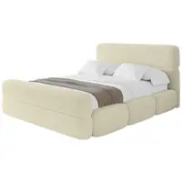 ALTDECOR Polsterbett mit Bettkasten - ELVA-Z - 120x200 - Beige - Bett mit Kopfteil und Fußteil, Boxbett ohne Matratze, Doppelbett mit Stauraum