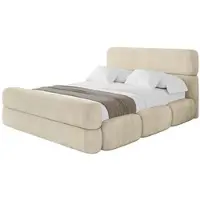 ALTDECOR Polsterbett mit Bettkasten - ELVA-Z - 180x200 - Beige - Bett mit Kopfteil und Fußteil, Boxbett ohne Matratze, Doppelbett mit Stauraum