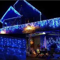Dripio Eiszapfen Lichterkette 300 LED Blau 6 m 8 Modi Niederspannung