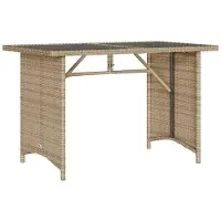 Merkloos Gartentisch aus Polyrotan mit Glasplatte