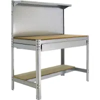 Simon Rack PROREGAL Werkbank BUFFALO mit Werkzeugwand, Schubfach und Ablage | HxBxT 84x90x61cm | Traglast 400kg | Verzinkt