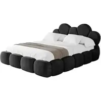 ALTDECOR Polsterbett mit Bettkasten - LANA - 140x200 - Schwarz - Bett ohne Matratze, Doppelbett mit Stauraum und Latternrost, Boxbett mit Kopfteil