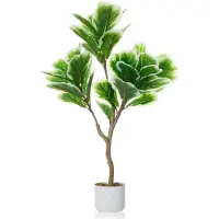 StarTech.com Künstliche Geigenfeige Ficus lyrata - Bonsai-Baum - PE - 3XL - Milchweißer Übertopf - Für draußen - Grün