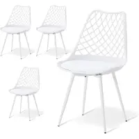 Dripio Tulpen-Esstischstühle, 4 Stück, weiß, 48,5 x 44 x 81,5 cm
