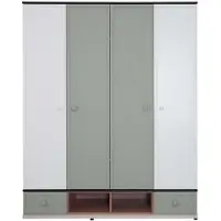 Xl Moebel Gmbh Grauer 4-türiger Kleiderschrank Holzschrank mit Schubladen Jugendzimmer