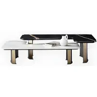 AEA Schwarz-Weißer Couchtisch Set Designer Wohnzimmer Tische Edle Möbel