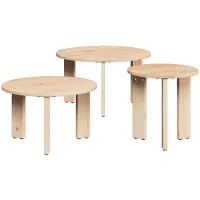 Merkloos Set mit 3 massiven Couchtischen aus Kiefernholz
