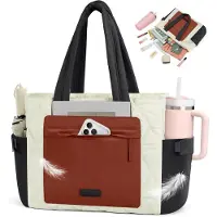 Merkloos Leichte Puffer Tote Bag für Damen mit vielen Fächern