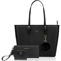 Merkloos Große Kunstleder-Handtasche - Laptoptasche 15,6 Zoll - Schultertasche/Tragetaschen - Verstellbarer Riemen - Leichtgewicht - Mit Reißverschlussfach