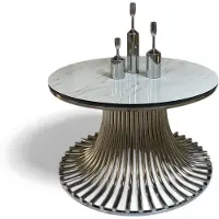 JVmoebel Filigraner Tisch mit Glasplatte und sorgfältig gearbeiteter Metallkonstruktion