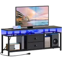 Dripio TV-Möbel bis 45" mit LED-Beleuchtung und Ladestation, 106x28x48 cm