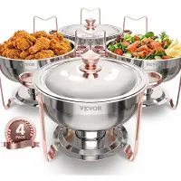 Vevor Chafing Dish Buffet Speisenwärmer mit 4 Behältern in voller Größe (4,7 L pro)