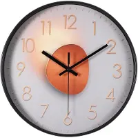 Merkloos Omgoods – Moderne Wanduhr, 30,5 cm – Leise, tickfreie Wanduhr in Weiß-Orange