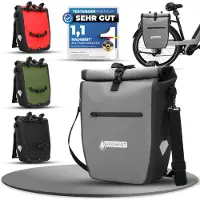 RADGEIST Fahrradtasche für Gepäckträger - Tasche für Fahrrad Gepäckträger - Gepäckträgertasche wasserdicht & Umhängetasche - Radtasche mit Reflektoren – Grau, Größe 20 L - Single
