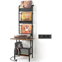 OEM Plattenspieler-Schrank mit Steckdose, für bis zu 200 Vinyls, 144 cm hoch