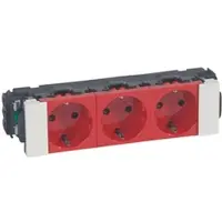 Legrand 077243 Mosaic 3-fach Schutzkontakt-Steckdose 45°, Snap-On, EBS Farbe: Rot