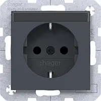 Hager WAS1401AT Steckd. SCHUKO, Beschr.feld, erh. Berühr.schutz, Schr.-Liftkl.,A.x/C.x, ant mt l