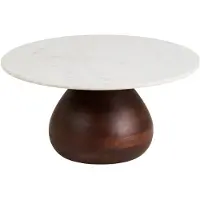 Ebuy24 Klara Couchtisch Ø70cm weiß, dunkelbraun.