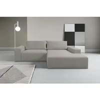 Werk2 Ecksofa "Rio kubisches, aktuelles Design, breite Armlehnen, bequem, viel Platz", beige (grau), B:262cm H:83cm T:188cm, 100% Polyester, Sofas, Ecksofa, Webstoff, L-Form