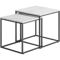 TEXTILOMANIE 2er-Set Couchtische QUADRO, Nachbildung weißer Marmor