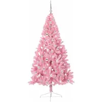 vidaXL Künstlicher vorbeleuchteter Weihnachtsbaum Rosa 210 cm PVC