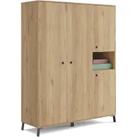 OEM Kleiderschrank, 4 Türen, 1 Fach, 4 Regale, Eiche gold, 200x150x55 cm