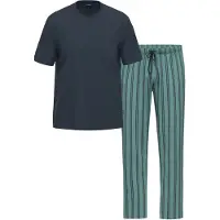 Ammann Pyjama "Herren T-Shirt, lange Hose Night & Relax", Herren, Gr. S, blau (dunkelblau, goblin blau), Homewear-Sets Pyjama