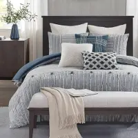 OEM Baumwoll-Bettdecke Jacquard, Übergröße, Queen, 8-teilig, Blau
