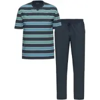 Ammann Pyjama "Herren T-Shirt, lange Hose Night & Relax", Herren, Gr. L, blau (dunkelblau), Homewear-Sets Pyjama