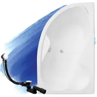 Badland Eckbadewanne Badewanne Mega RECHTS 160x105 mit Ablaufgarnitur und Füßen GRATIS ohne Verkleidung