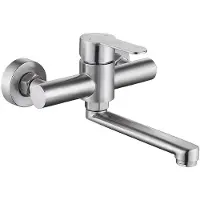 Dripio Wandmontage Küchenarmatur, Edelstahl, Einhebel, 360° schwenkbar, 18 cm