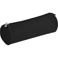Markenlos Rundes Schlampermäppchen aus Textil, Ø7 x 22cm, schwarz