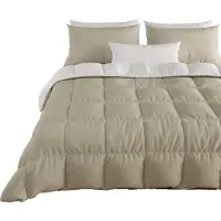 OEM Winterbettdecke 240x260 cm, 2-Personen, Mikrofaser, Weiß/Taupe