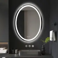 OEM LED-Badspiegel oval 60x80 cm, Touchschalter, 3-Farb-Licht, IP44