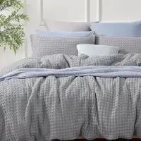 OEM Dekbedovertrekset King Size, Waffelgewebe, 3-tlg., 274x229 cm, Grau