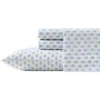 OEM 4-tlg. Percal-Bettwäsche-Set, King, 100% Baumwolle, Blau