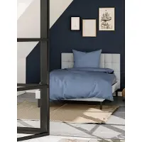 OEM Mako-Satin Bettwäsche 135x200+80x80 cm, Baumwolle, Ozeanblau