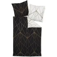 OEM Mako-Satin Bettwäsche 200x220 + 2x 80x80 cm, bronzebraun-schwarz