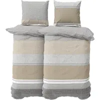 OEM Bettwäsche-Set 4-tlg., 135x200 cm, Renforcé Baumwolle, grau-braun beige