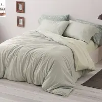 OEM Bettwäsche-Set Velvelina, Lorbeer, 135x190/200 cm, 3-teilig
