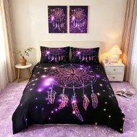 OEM Galaxy Bettwäsche-Set, Traumfänger, Microfaser, 3-teilig, lila