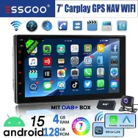 Insta24 Autoradio 2 DIN 7 Zoll Touchscreen Android 15 GPS Navigation DAB+ Carplay Android Auto Bluetooth Freisprechanlage 128GB Speicher Rückfahrkamera Anschluss
