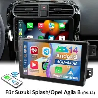 Insta24 Autoradio 9 Zoll Android 14 für Suzuki Splash und Opel Agila B 2004-2014 GPS Touchscreen CarPlay Android Auto 4GB RAM 64GB Speicher Bluetooth WiFi DAB+