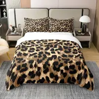 OEM Bettwäsche-Set King-Size, 100% Baumwolle, Leoparden-Print, 3-teilig