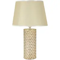 Mauro Ferretti Tischlampe Keramik strukturiert 30x47,5 cm Gold Weiß Glam Gold