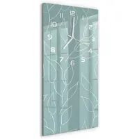 Tulup Wanduhr aus Glas – 30x60 cm - Glasbild - Glasuhr - Gehärtetes Glas -Laub