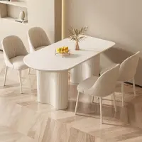 Sonstiges Esstisch mit 4 Stühlen Weiß 140 cm Minimalistisches Design Polsterstühle