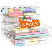 OEM Stiftbox mit Klickdeckel, 6er-Pack, transparent, 20,3 x 11,7 x 25,5 cm
